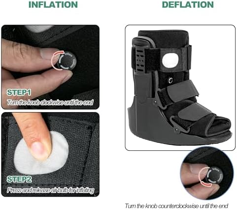 Air Walking Boot, Fracture Boot Short Walker Protection Fits Left or Right Foot Ankle Support for Injuries Fractures Sprains Black M - Image 5