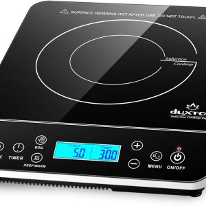 Duxtop Portable Induction Cooktop Burner, Induction Hot Plate with LCD Sensor Touch 1800 Watts, Silver 9600LS/BT-200DZ